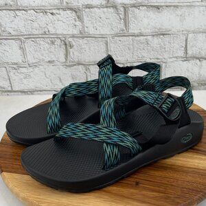Chaco Z/Cloud  Mens Sz. 13 Strappy Green Blue Adjustable Hiking Sandals JCH10868